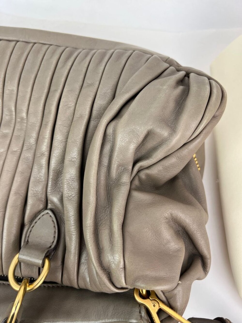 Miu Miu Nappa Plisse Beige Cammeo Bowling Bag Vintage - Picture 7 of 16